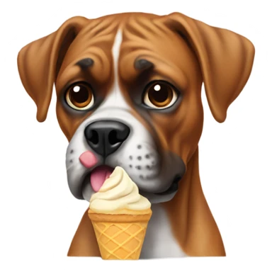 Boxer Dog eating icecream sticker