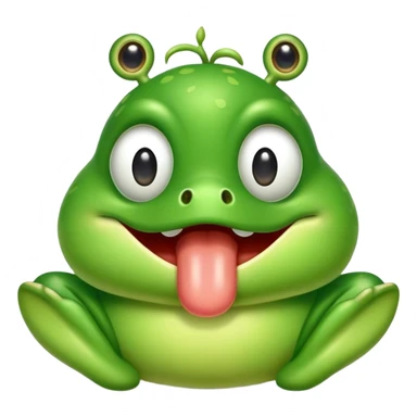 Una rana sacando la lengua en forms de burla  sticker