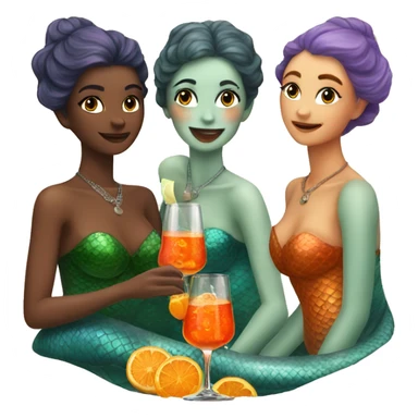 Three beautiful mermaids drinking aperol  sticker