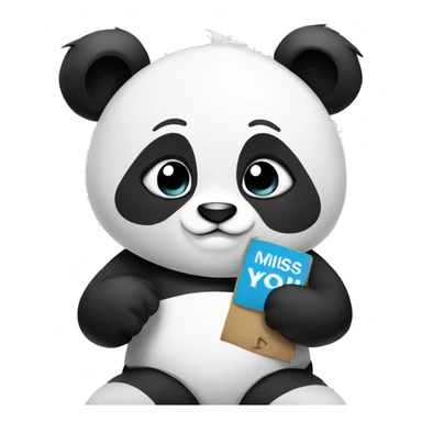 panda holding sign that says ‘ i miss you’ sticker