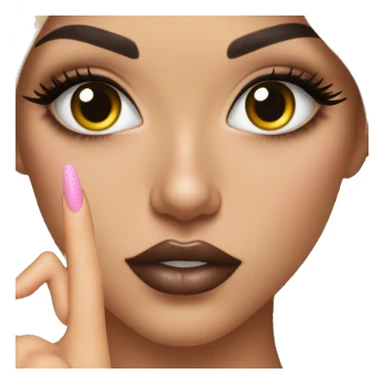 boujee girl with big lips, eyelash extensions, and acrylic nails giving a peace sign  sticker
