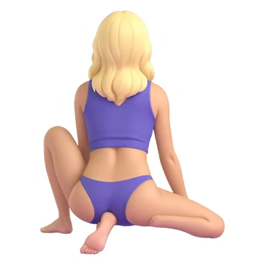 buxom blonde woman cartoon emoji style, back view, bending over, sitting on soles, playful pose, SFW, no nudity sticker