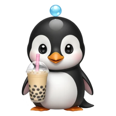 Michi pinguino bebiendo bubble tea sticker