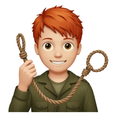 red headed boy holding a noose  sticker