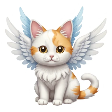 a white cat with wings sticker