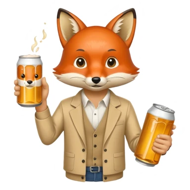 Un renard style manga qui tien une bierre marqué pmu sama sticker