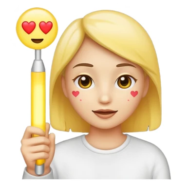 a person emoji with heart eyes holding light stick sticker