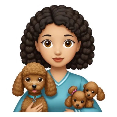 Brown poodle with tie up black hair girl say thank you sticker