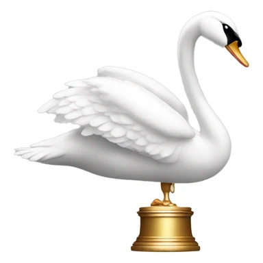 swan holding a trophy above its head sticker