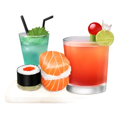 Sushi and cocktail sticker