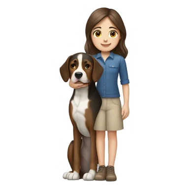 pale brunette girl holding a swiss mountain dog sticker