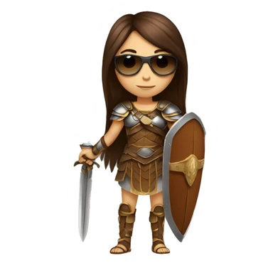 Girl gladiator with long straight brown hair and sunglasses  sticker