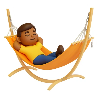 Add a person relaxing in the hammock in the style of 3D emoji (microsoft style 3d fluent emojis). Remove the background. sticker