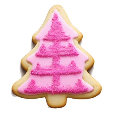 Pink Christmas tree shaped sugar cookie sticker
