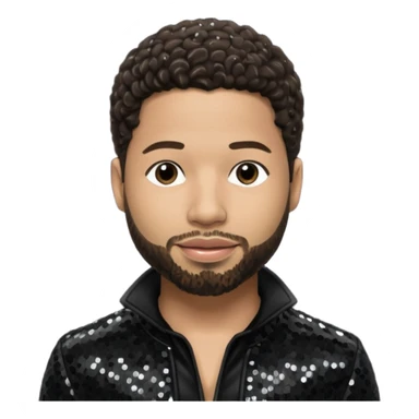 Jussie Smollett with dark brown hair, black sequin outfit sticker
