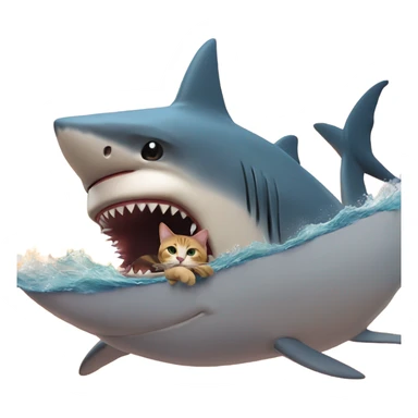 Shark riding a cat into a sunset  sticker