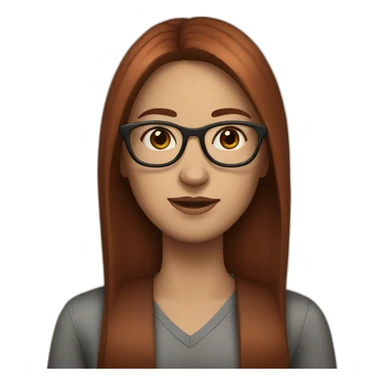 WOMAN WITH MIDDLE PART, LONG DARK STRAIGHT RED HAIR, BROWN GLASSES, WHITE SKIN sticker
