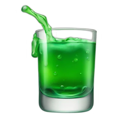short old fashioned glass with green liquid at the bottom sticker