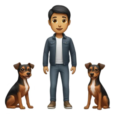 Short man with pinscher head sticker