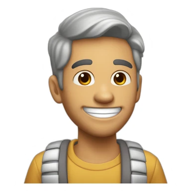 Chico con espejuelos, pelo castaño, pero blanca, sonriendo sticker