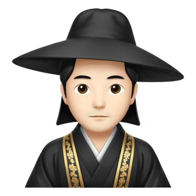 Japanese Court Lord Elegant noble in long robes with tall hat
 sticker