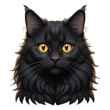 cinematic-cute black-maine-coon-cat-portrait-emoji,-head-tilted-playfully-and-inquisitively,-sleek--black-fur,-simplified-yet-adorable-features,-highly-detailed,-glowing-with-a-warm,-friendly-glow  sticker