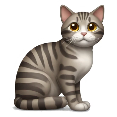 Brown and gray cat stripes sitting down  sticker