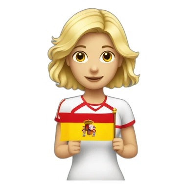 Blond girl holding a Spanish flag  sticker