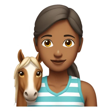 Girl with her tan horse with white stripe sticker
