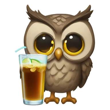 Owl with a little drink sticker