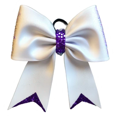 A white sparkly cheer bow with purple rhinestones  sticker