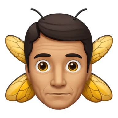 cabeza de señor mexicano, viejo, agregale un cuerpo de abeja, el pelo del señor hazlo oscuro,haz que el cuerpo sea de abeja y la acabeza del señor sticker