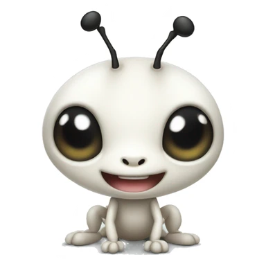 white cute ant cartoon style sticker