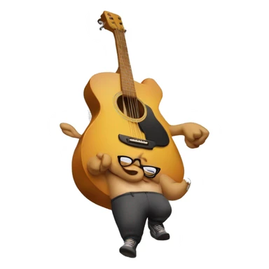 un cerdo con gafas y una guitarra sorda sticker