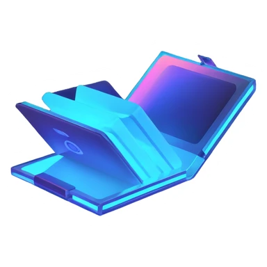 hologram wallet, glowing, futuristic sticker