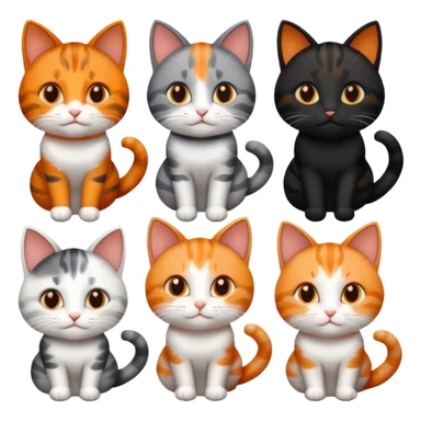 6 cats with different natural coloured coats
 sticker
