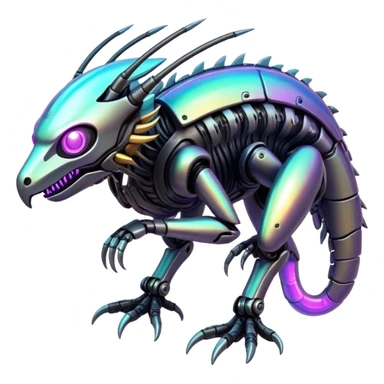 Cyberpunk complex iridescent aesthetic-scenery-Fakémon-creature sticker