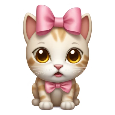 Cute cat with bow on head and eyes filed with tears sticker