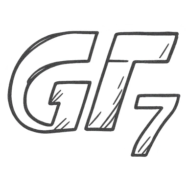 GT7 logo in a hand-drawn outline style sticker