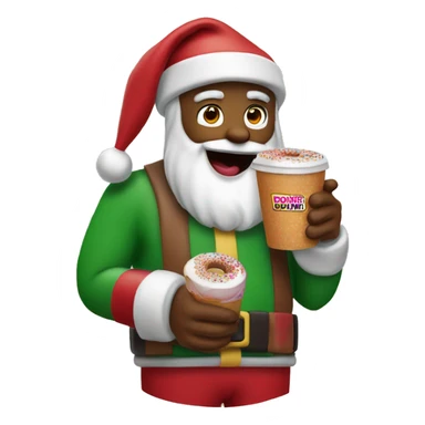 Santa drinking Dunkin’ Donuts sticker