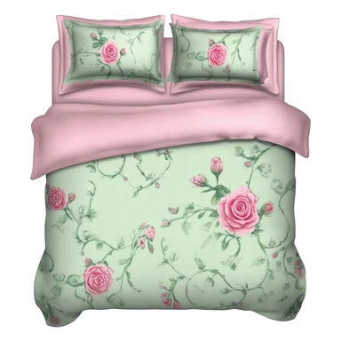 floral green and pink bedding sticker
