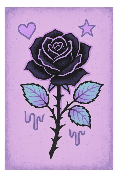 pastel goth black rose sticker