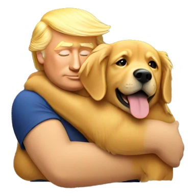 donald trump hugging a golden retriever  sticker