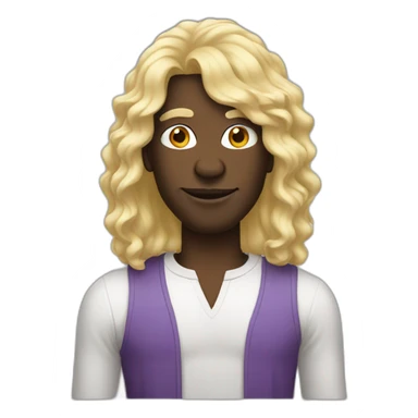 Black man in long blonde wig sticker