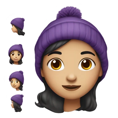 girl with dark hair wearing purple winter hat sticker