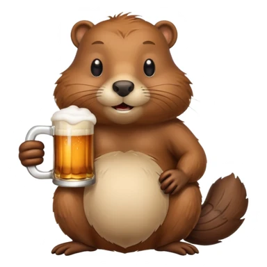 A relaxed beaver leaning back with a foamy beer mug sticker
