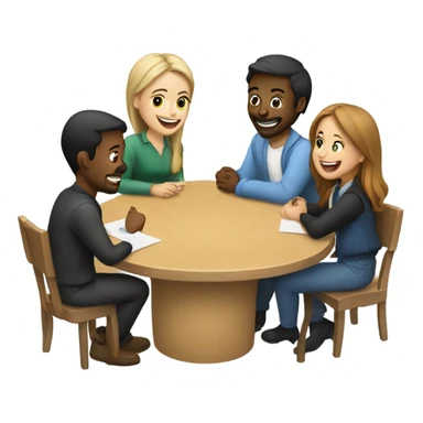 happy meeting at a round table sticker