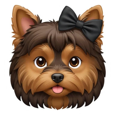 a little dar brown Yorkshire Terrier face with a bow. sticker