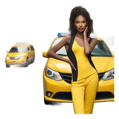 Photo of Victoria secret model posing by a taxi  sticker