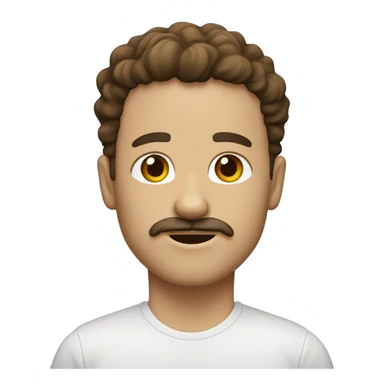 White person with brown eyes and wavy hair. with a goatee and a mustache. sticker